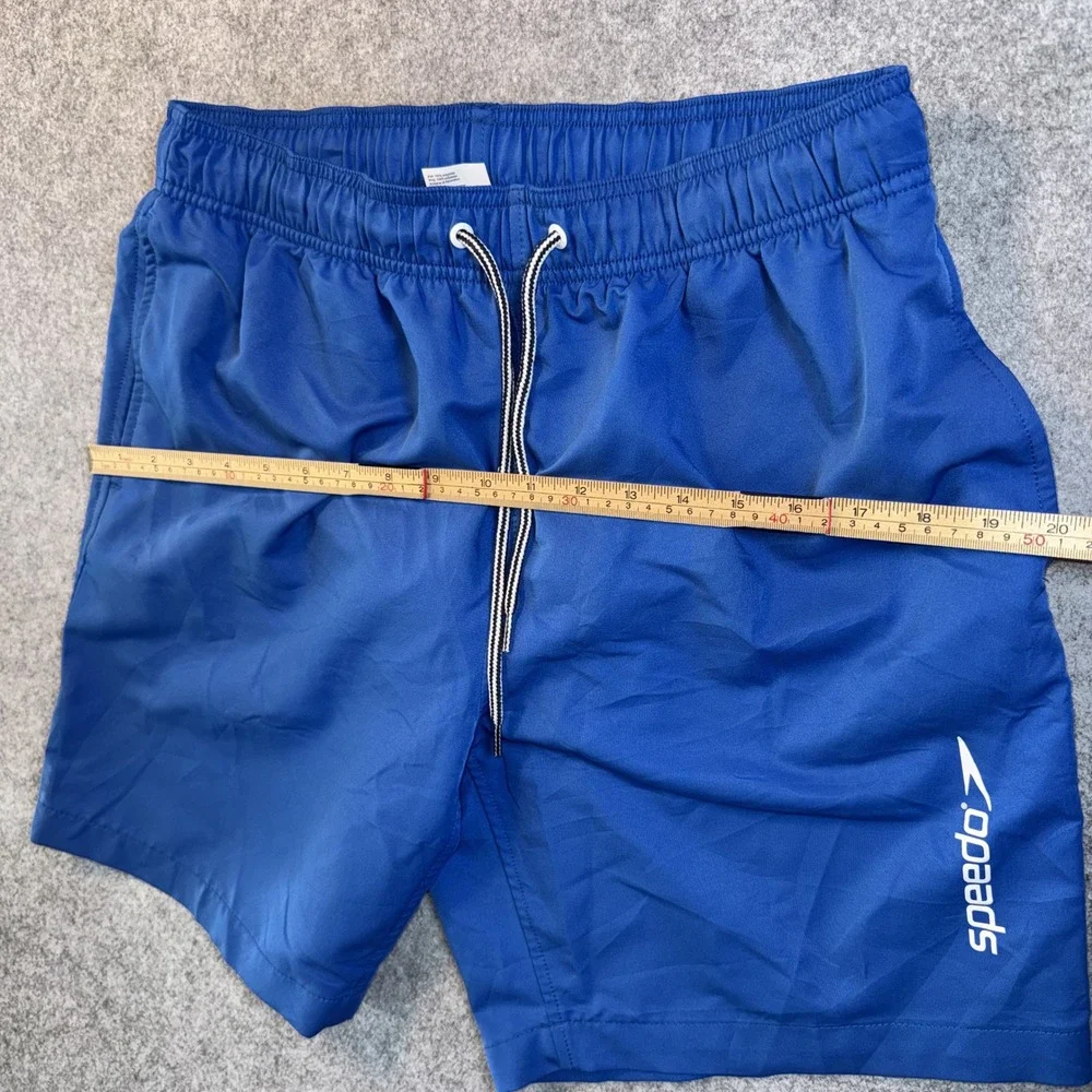 Speedo Swim Trunks Medium Blue Solid Mesh Lined Polyester